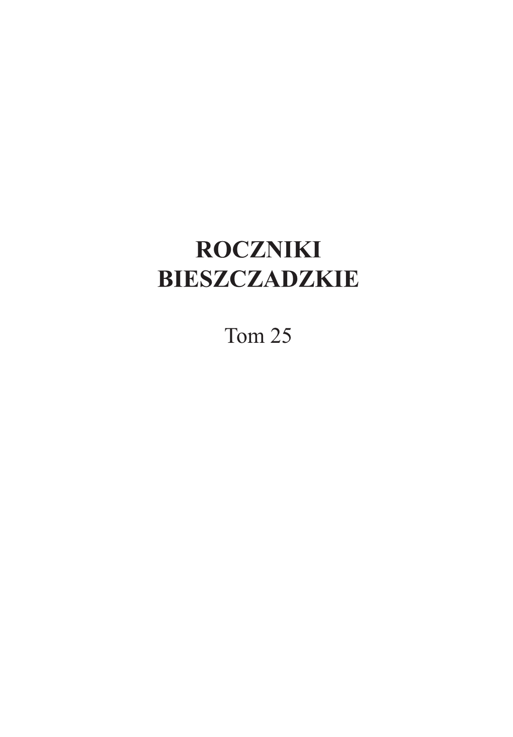 Roczniki Bieszczadzkie