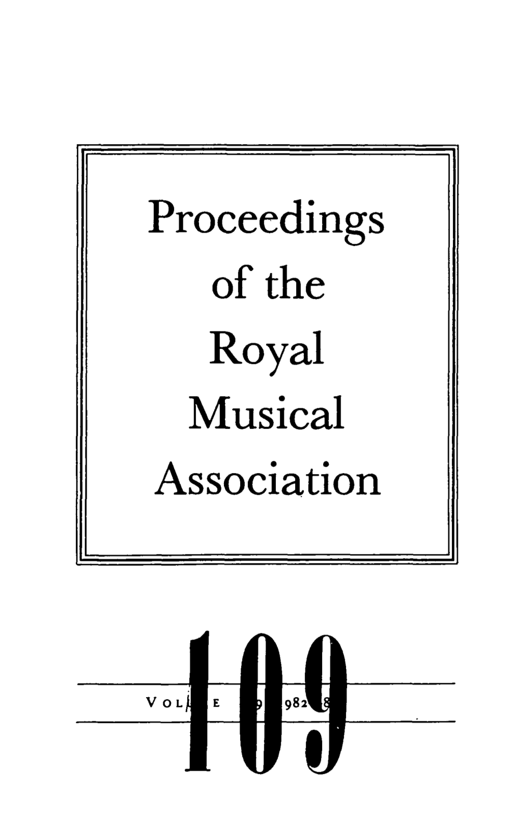 Proceedings of the Royal Musical Association