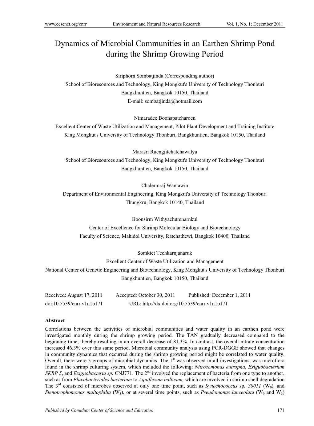 Dynamics of Microbial Communities in an Earthen Shrimp Pond During the Shrimp Growing Period