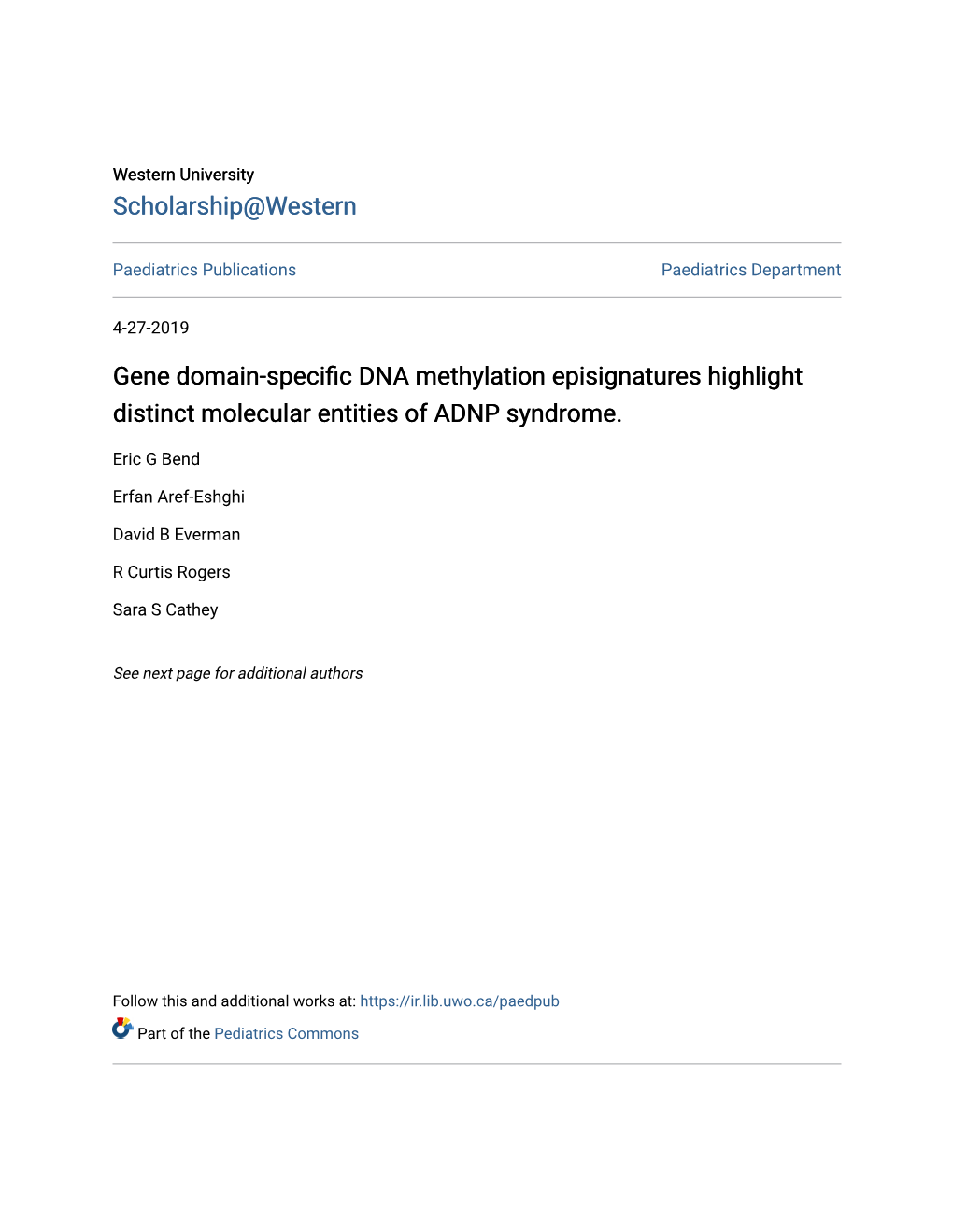 Gene Domain-Specific DNA Methylation Episignatures Highlight Distinct Molecular Entities of ADNP Syndrome