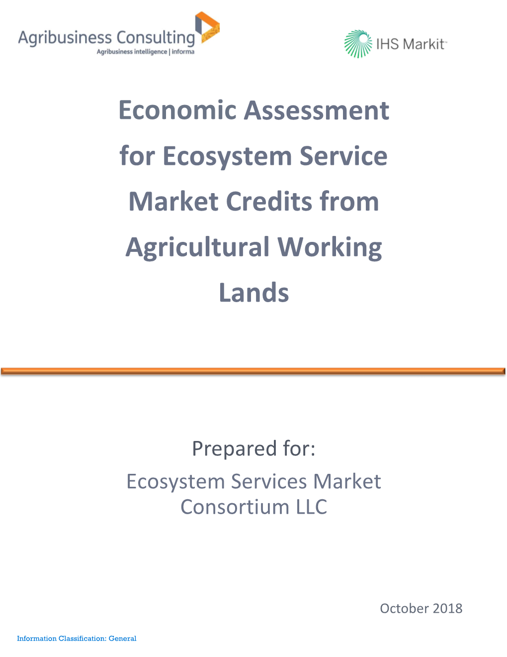 Economic Assessment for Ecosystem Service Market Credits from Agricultural Working Lands