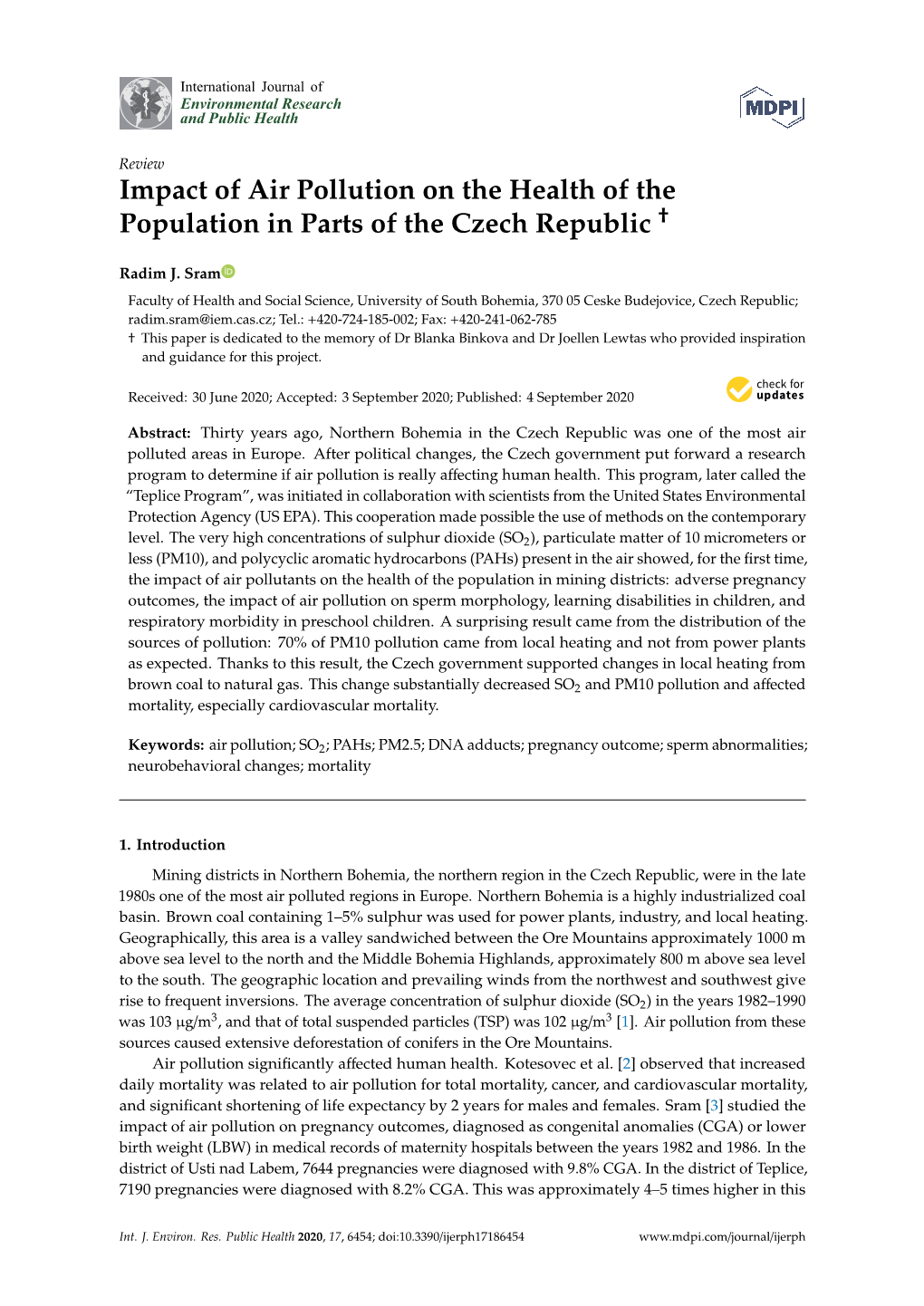 Impact of Air Pollution on the Health of the Population in Parts of The