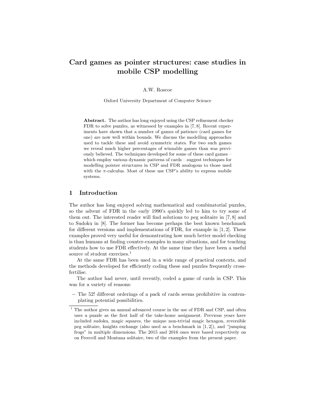 Card Games As Pointer Structures: Case Studies in Mobile CSP Modelling