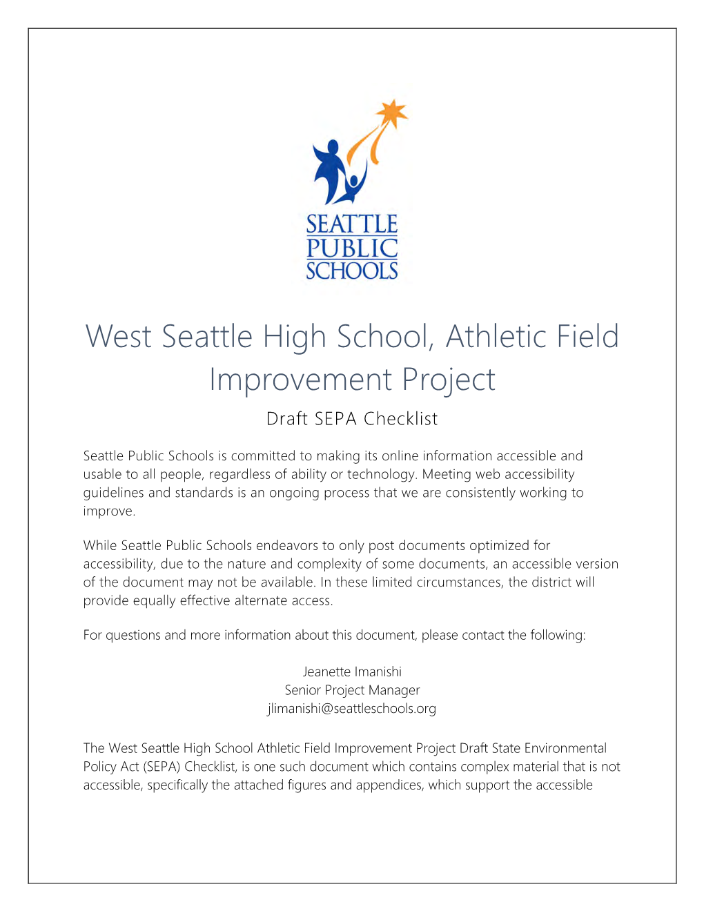 West Seattle High School Athletic Field Improvement Project