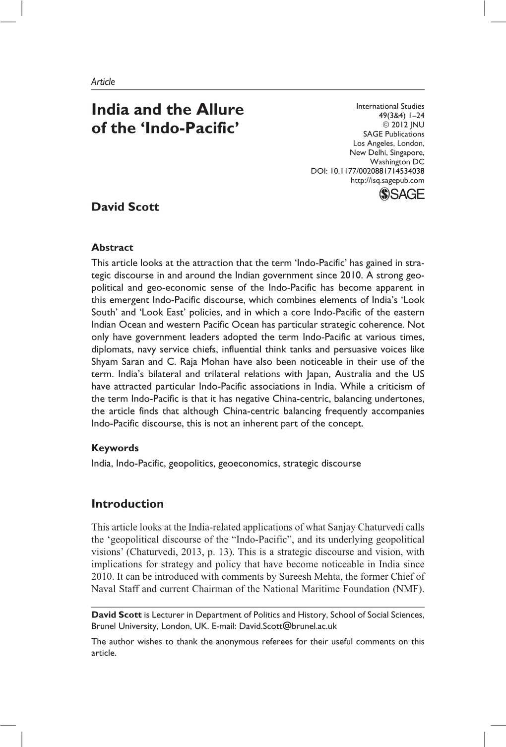 India and the Allure of the 'Indo-Pacific'