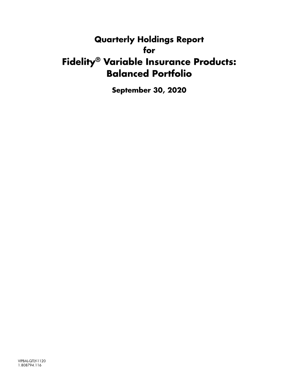 Fidelity® Variable Insurance Products: Balanced Portfolio