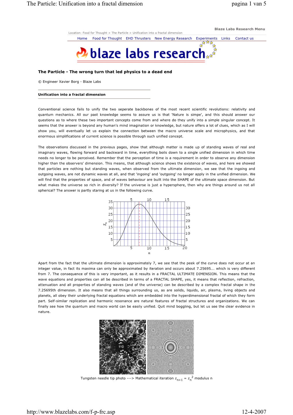 Pagina 1 Van 5 the Particle: Unification Into a Fractal Dimension