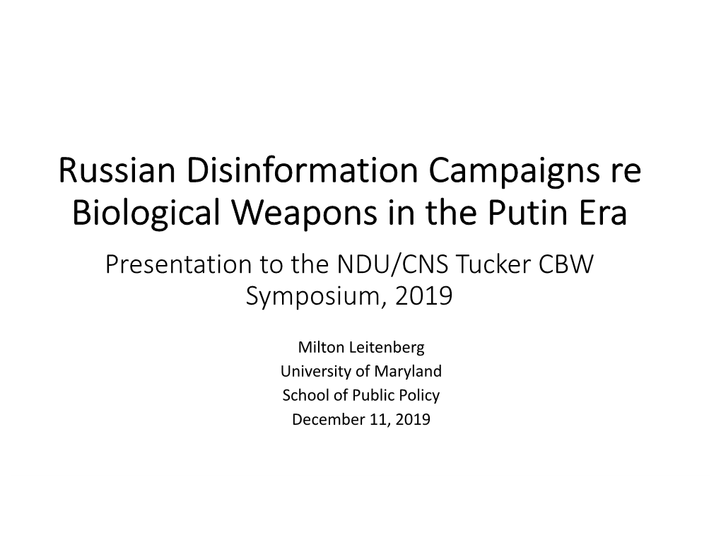 Russian Disinformation on Biological Weapons in the Putin PPT 11 Dec