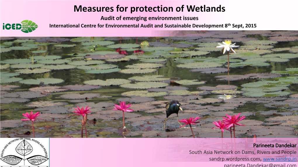 Wetlands Audit of Emerging Environment Issues International Centre for Environmental Audit and Sustainable Development 8Th Sept, 2015