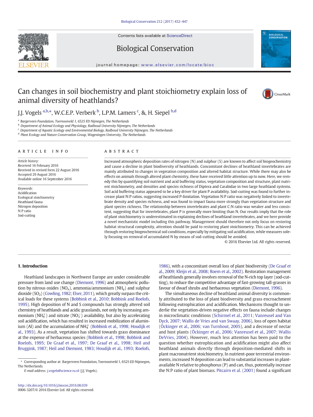 Can Changes in Soil Biochemistry and Plant Stoichiometry Explain Loss of Animal Diversity of Heathlands?