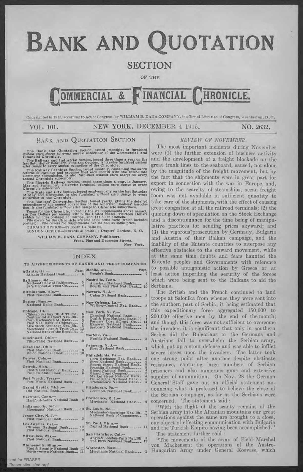 December 4, 1915 : Bank and Quotation Section