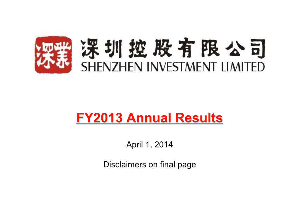 FY2013 Annual Results