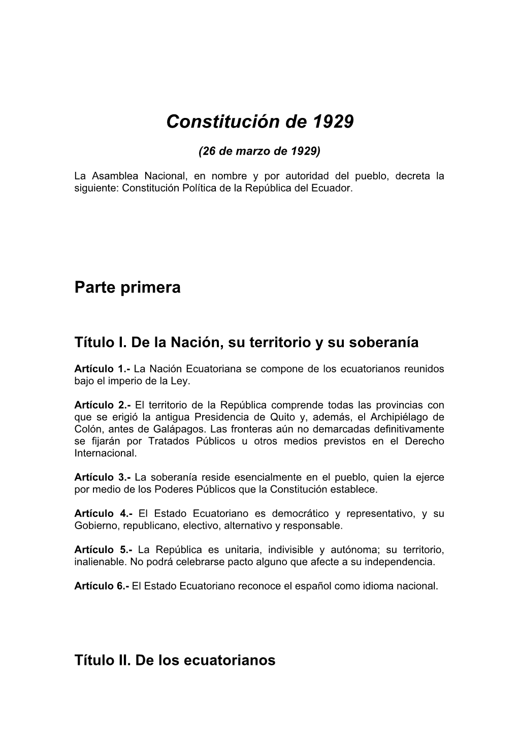 Constitución De 1929