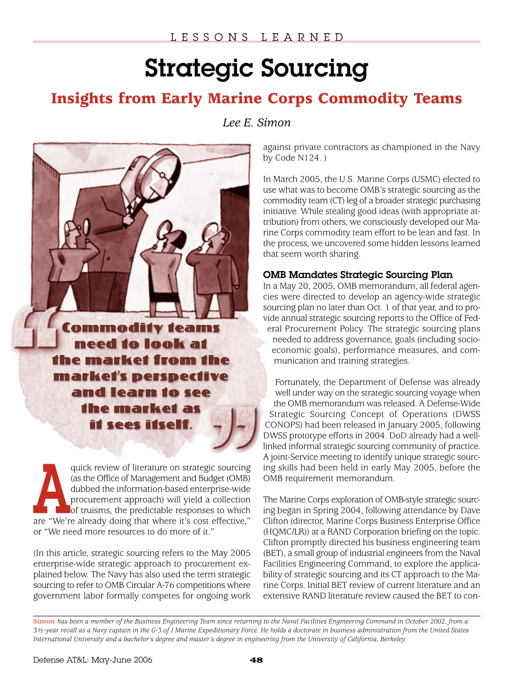 Strategic Sourcing Insights from Early Marine Corps Commodity Teams Lee E
