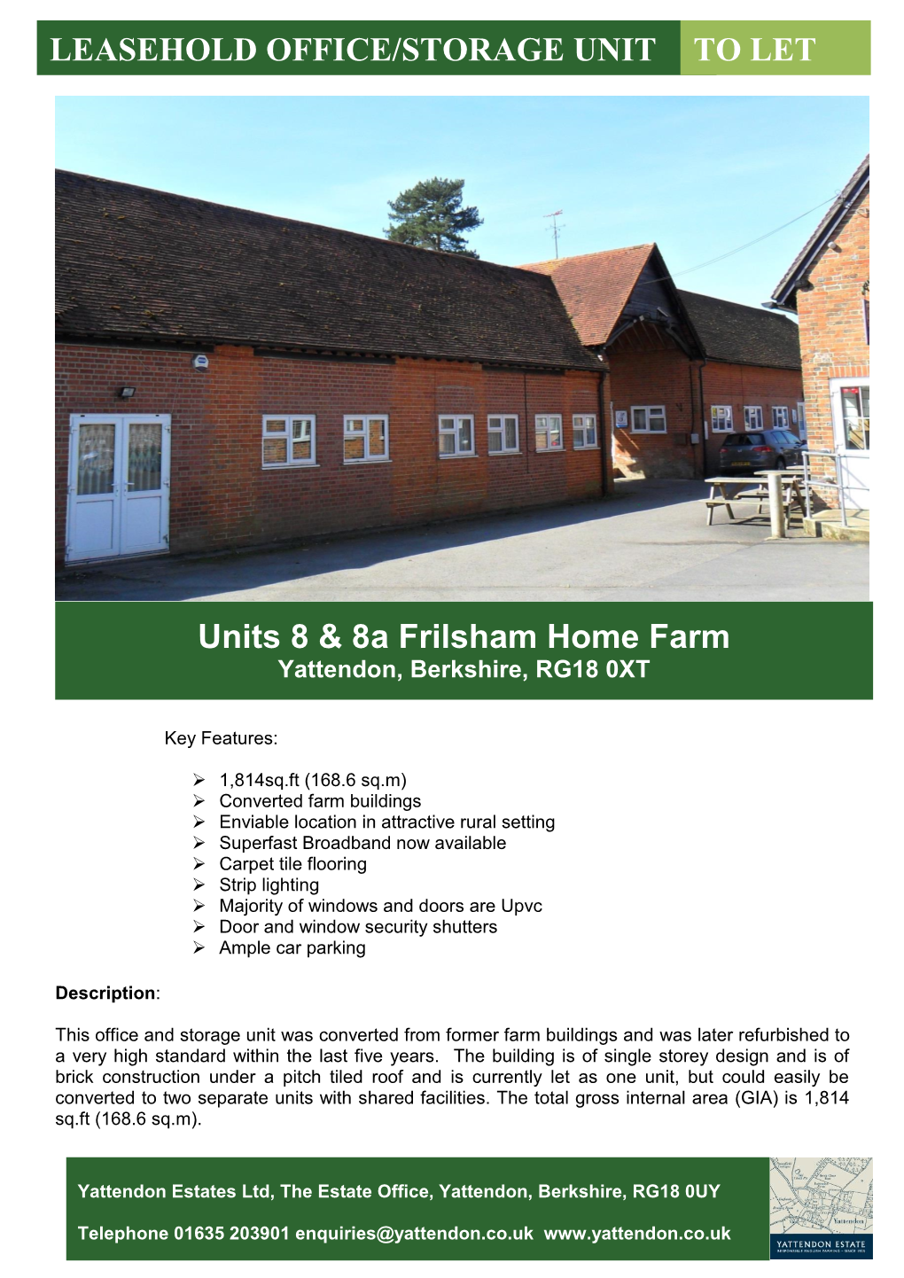 Leasehold Office/Storage Unit to Let
