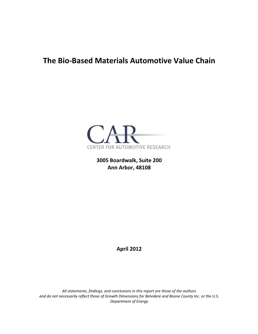 The Bio-Based Materials Automotive Value Chain
