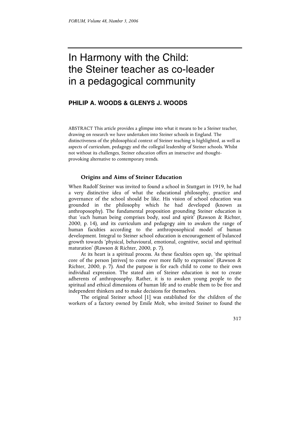 The Steiner Teacher As Co-Leader in a Pedagogical Community
