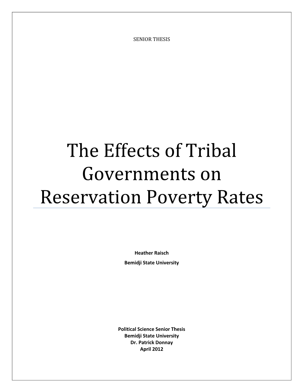The Effects of Tribal Governments on Reservation Poverty Rates