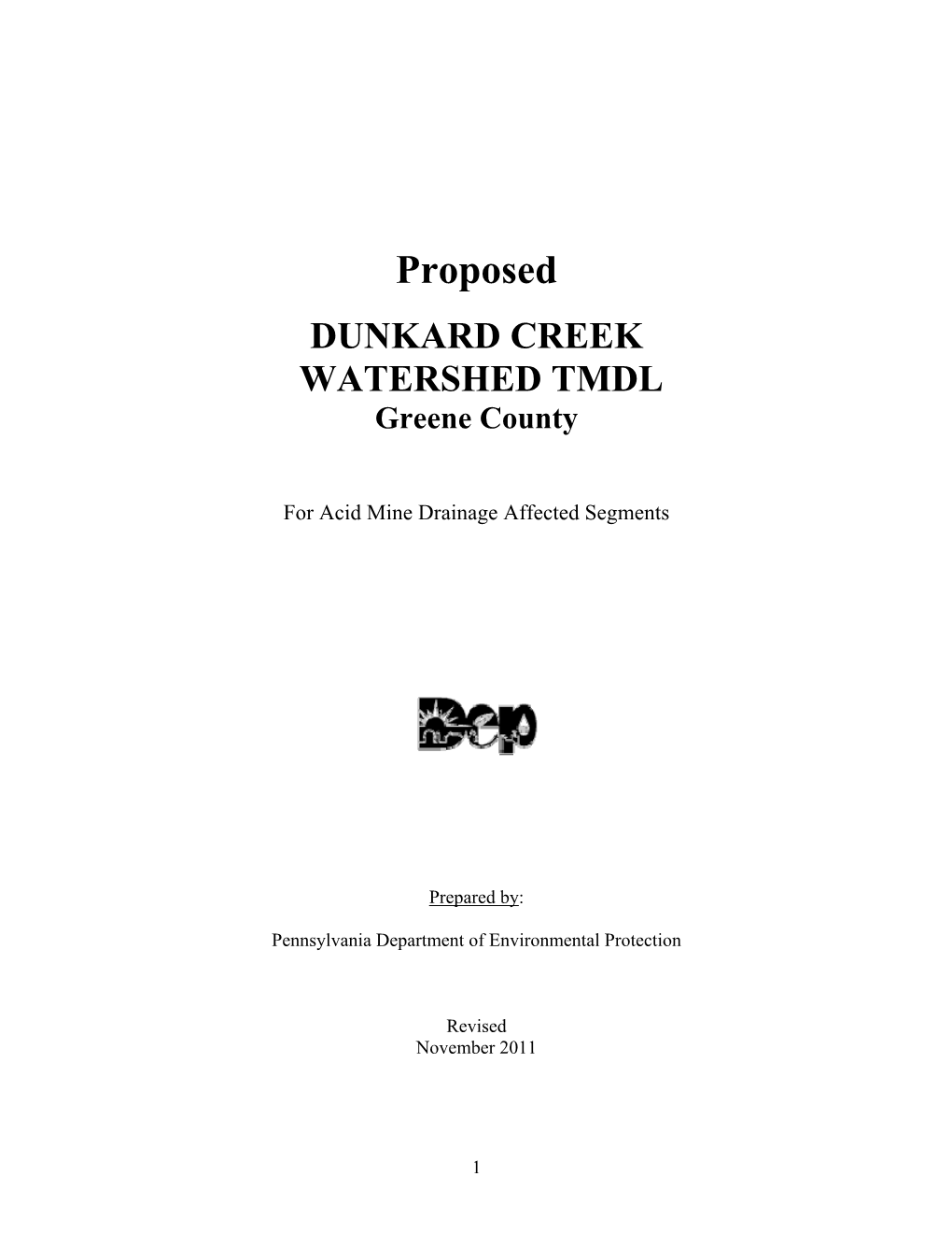 DUNKARD CREEK WATERSHED TMDL Greene County