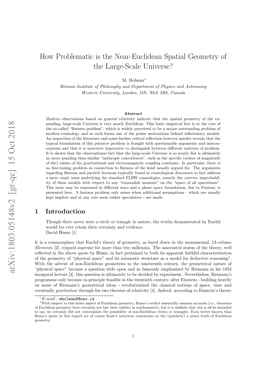 How Problematic Is the Near-Euclidean Spatial Geometry of the Large-Scale Universe?