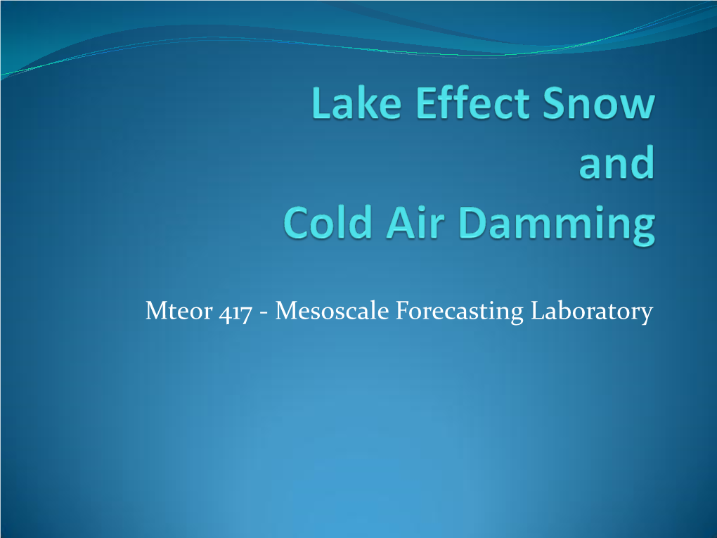 Lake Effect Snow and Cold Air Damming