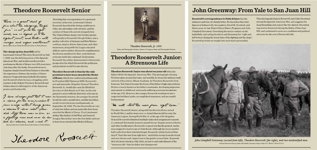 Theodore Roosevelt Senior John Greenway: from Yale to San Juan Hill