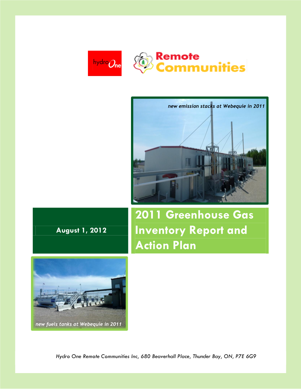GREENHOUSE GAS INVENTORY REPORT and ACTION PLAN Communities