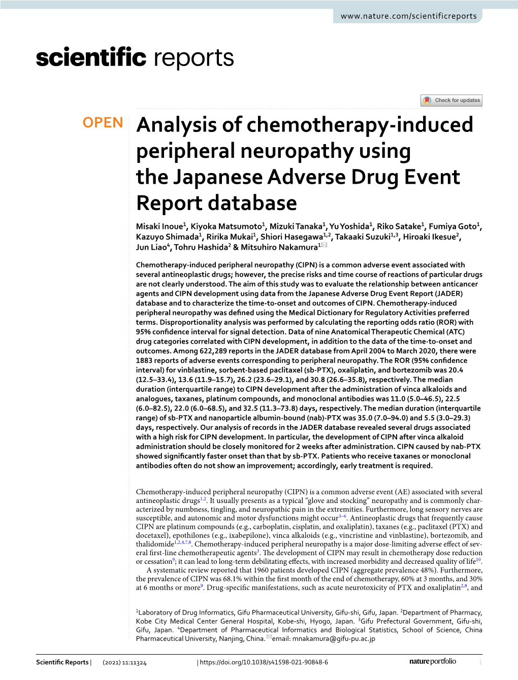 Analysis of Chemotherapy-Induced Peripheral Neuropathy Using The