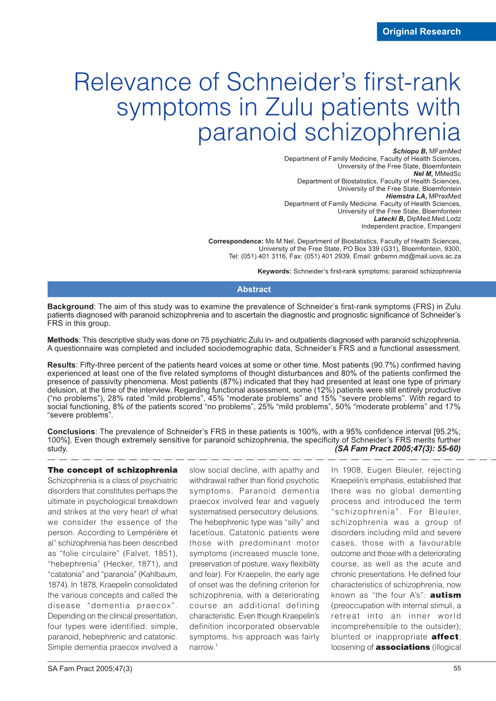 Relevance of Schneider's First-Rank Symptoms in Zulu Patients With