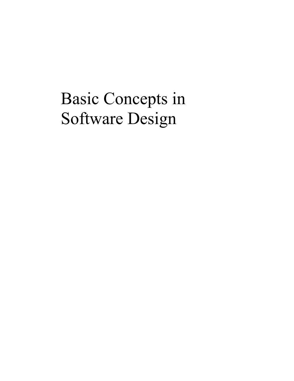 Basic Concepts in Software Design