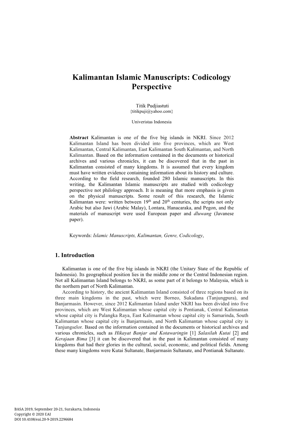 Kalimantan Islamic Manuscripts: Codicology Perspective