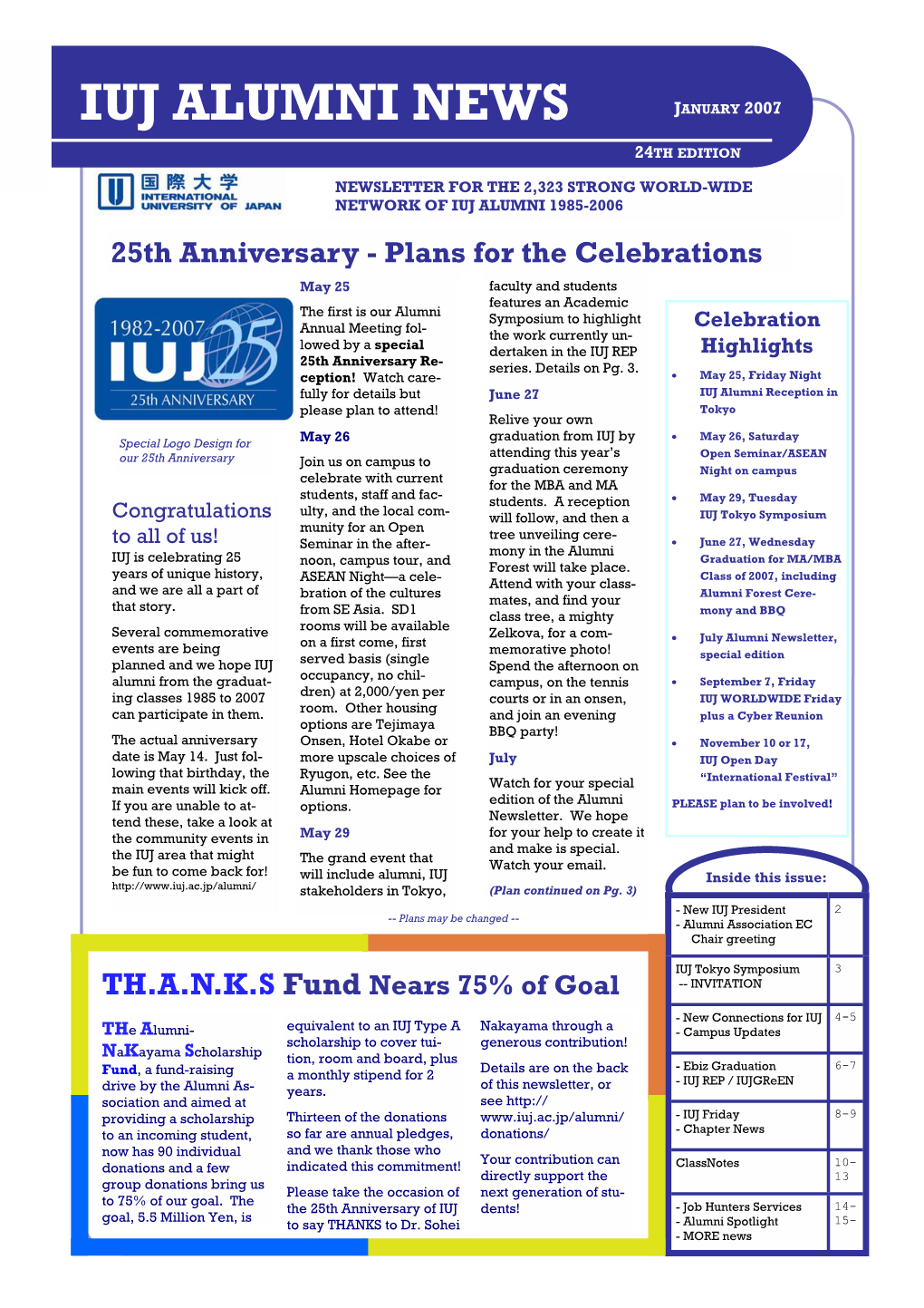 Iuj Alumni News January 2007