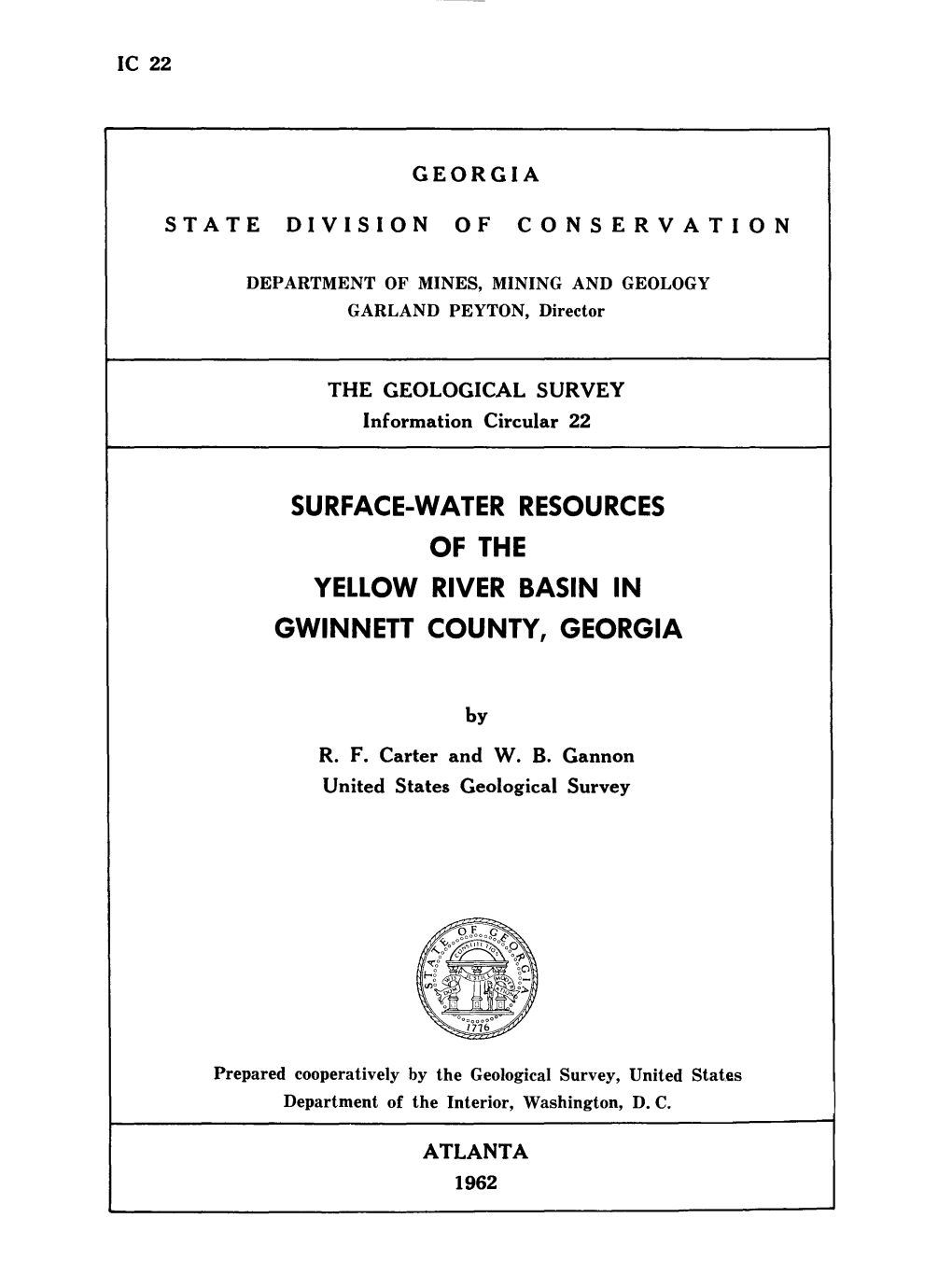 Surface-Water Resources of the Yellow River Basin in Gwinnett County, Georgia