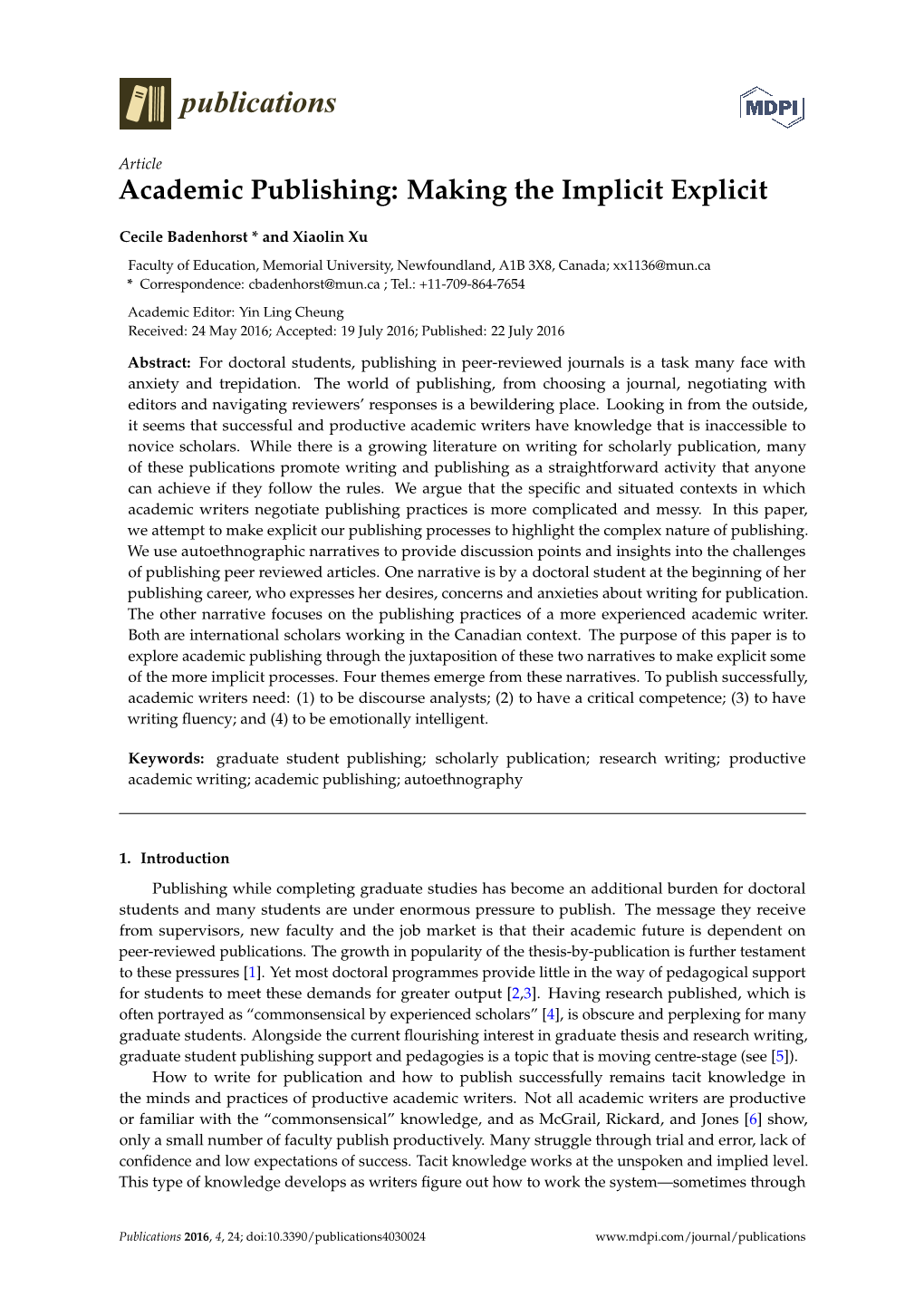 Academic Publishing: Making the Implicit Explicit