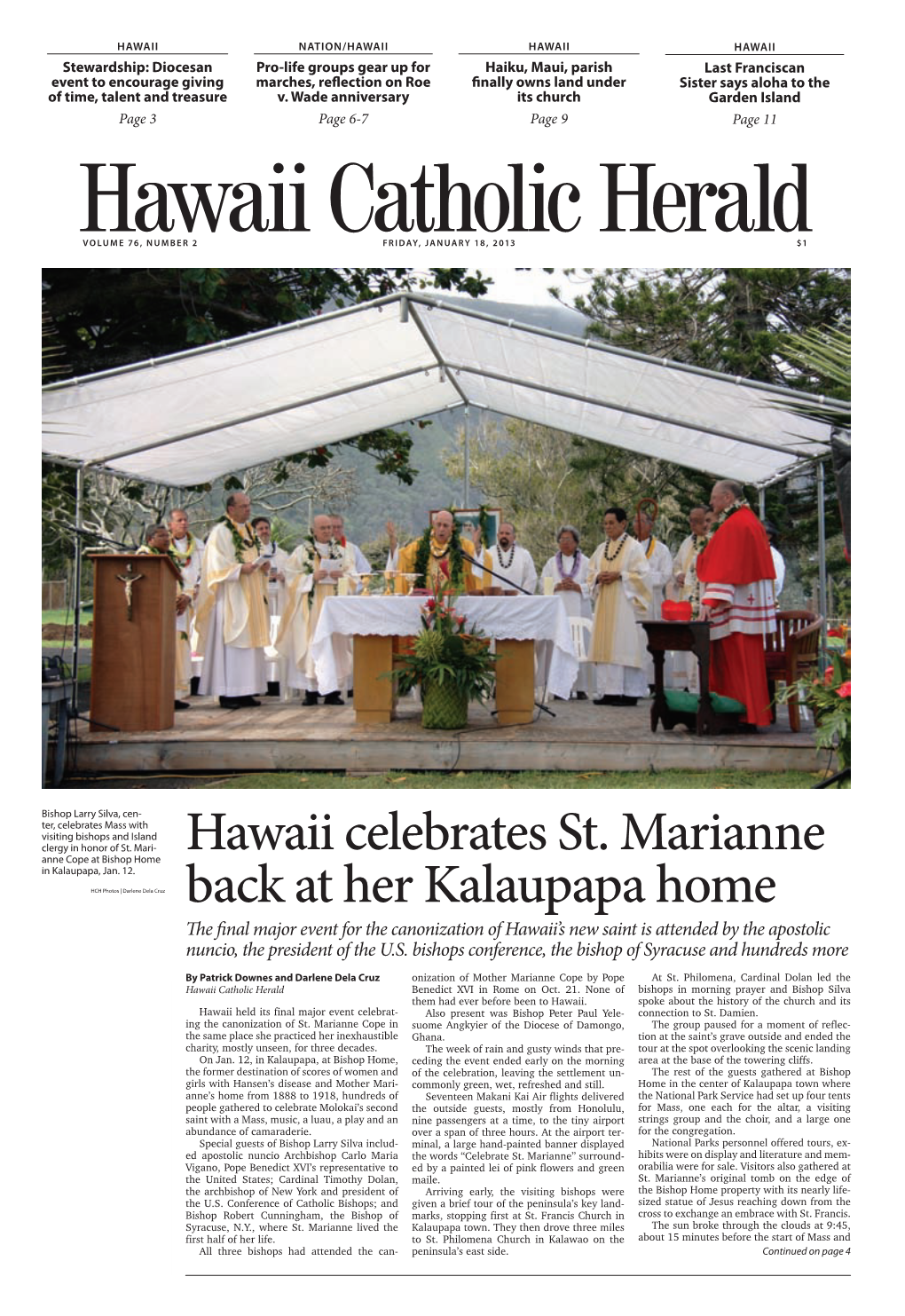 Hawaii Celebrates St. Marianne Back at Her Kalaupapa Home