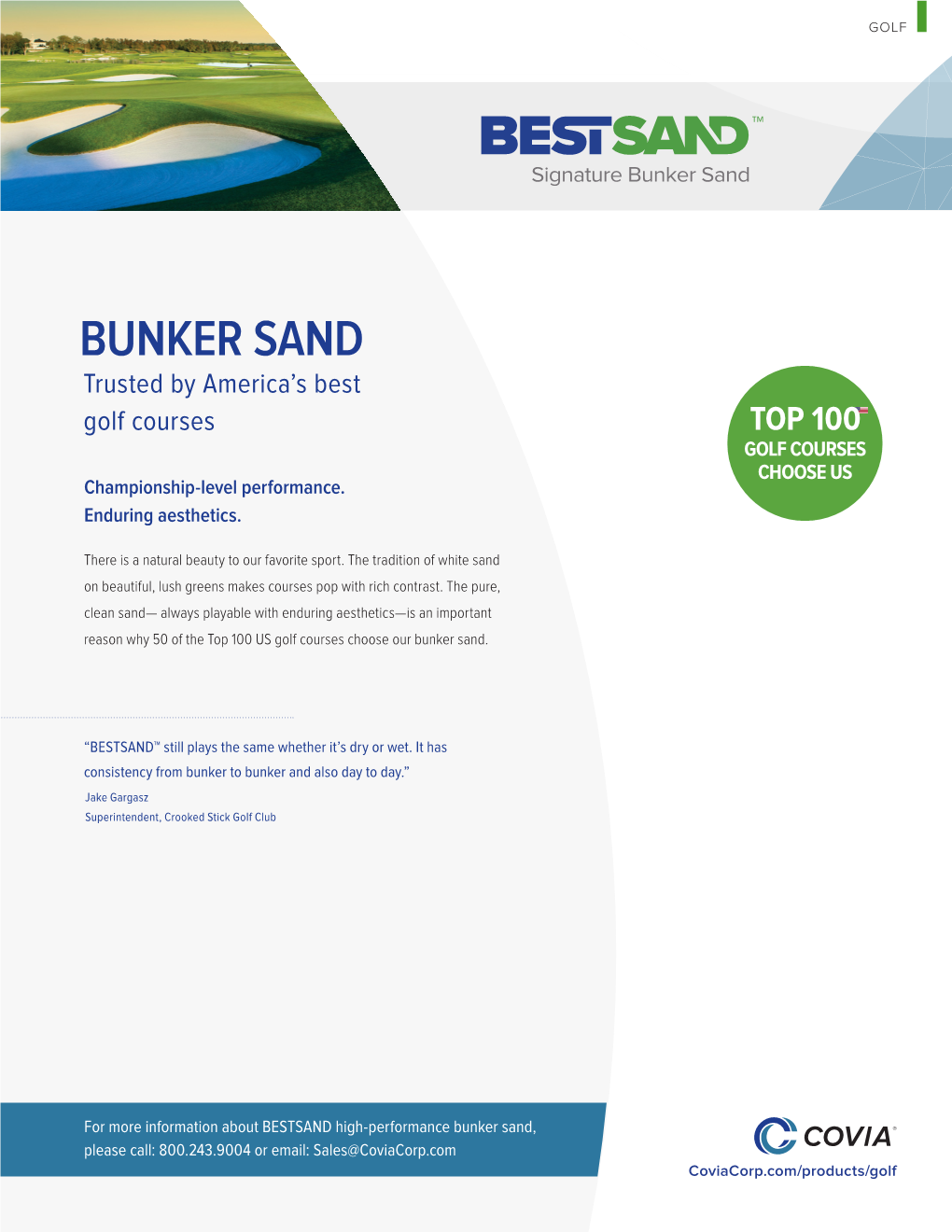 BUNKER SAND Trusted by America’S Best Golf Courses