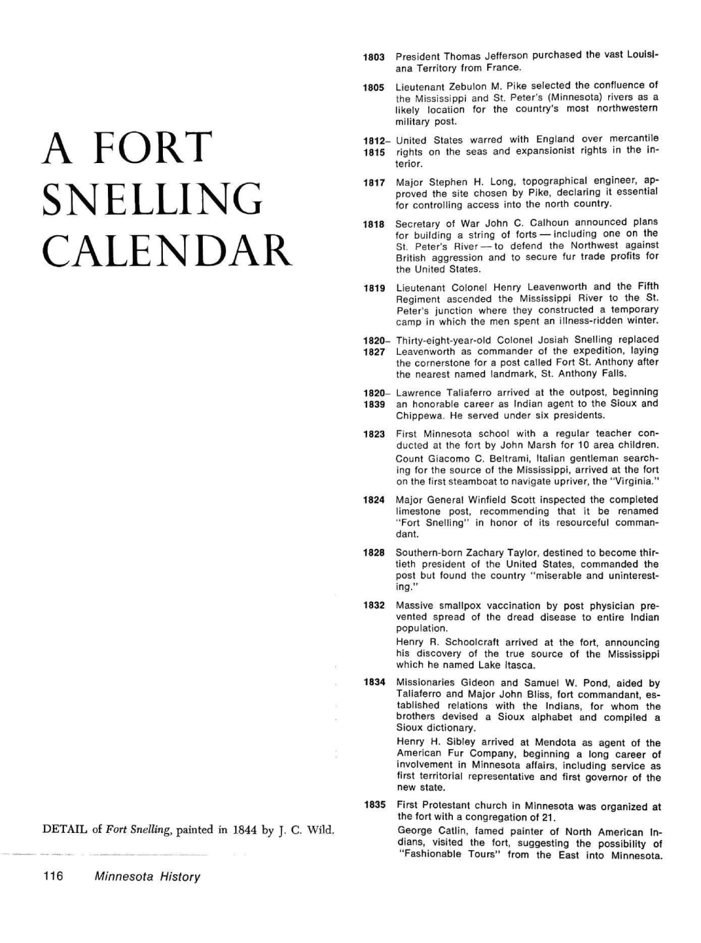A Fort Snelling Calendar