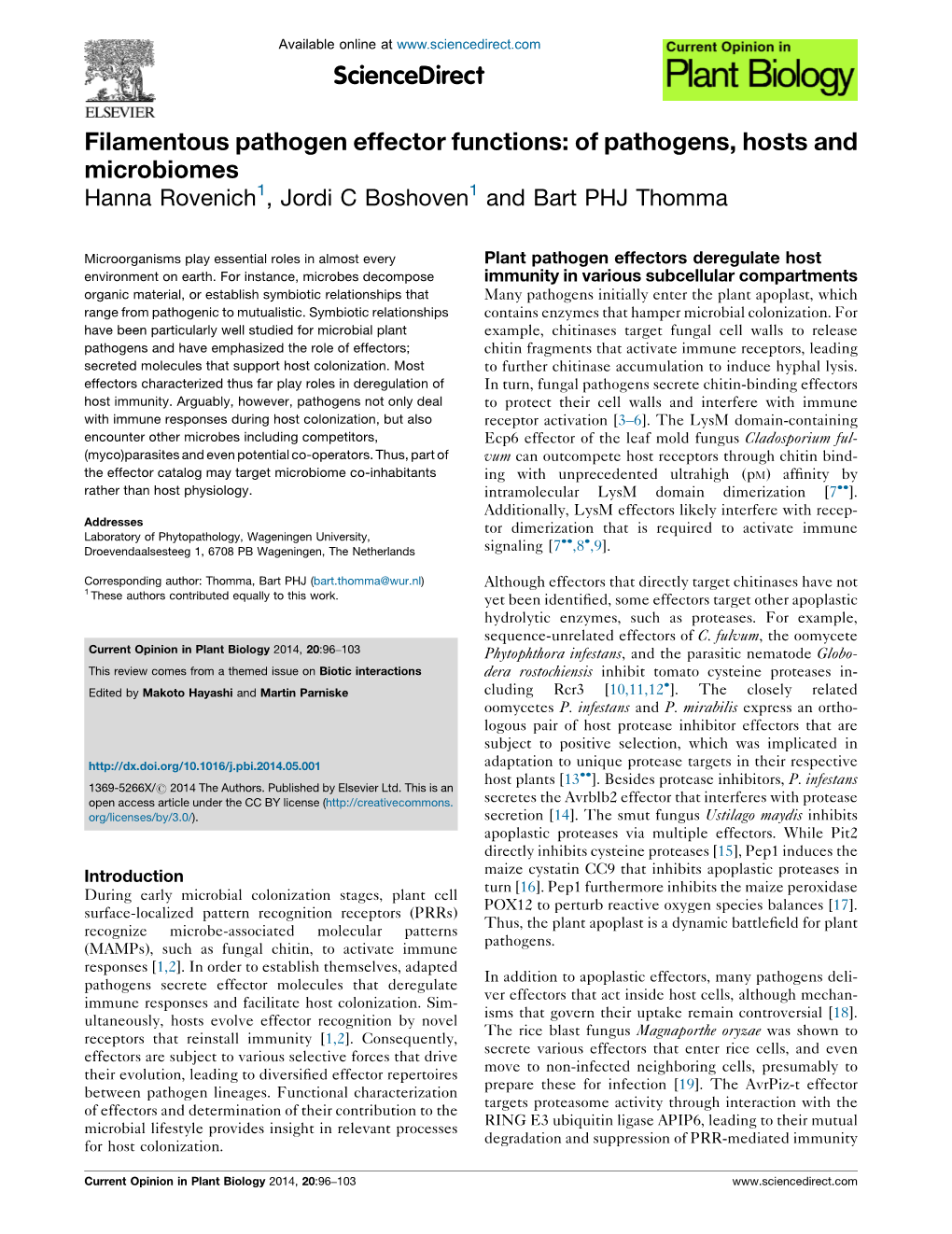 Filamentous Pathogen Effector Functions: of Pathogens, Hosts and Microbiomes