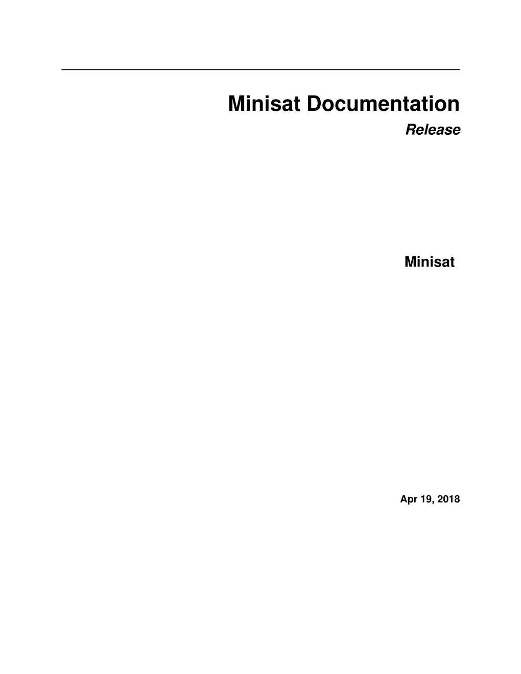 Minisat Documentation Release