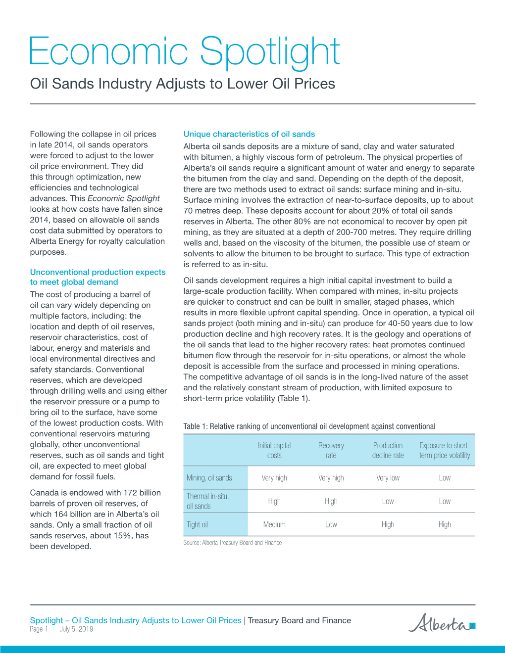 2019 June – Oil Sands Industry Adjusts to Lower Oil Prices