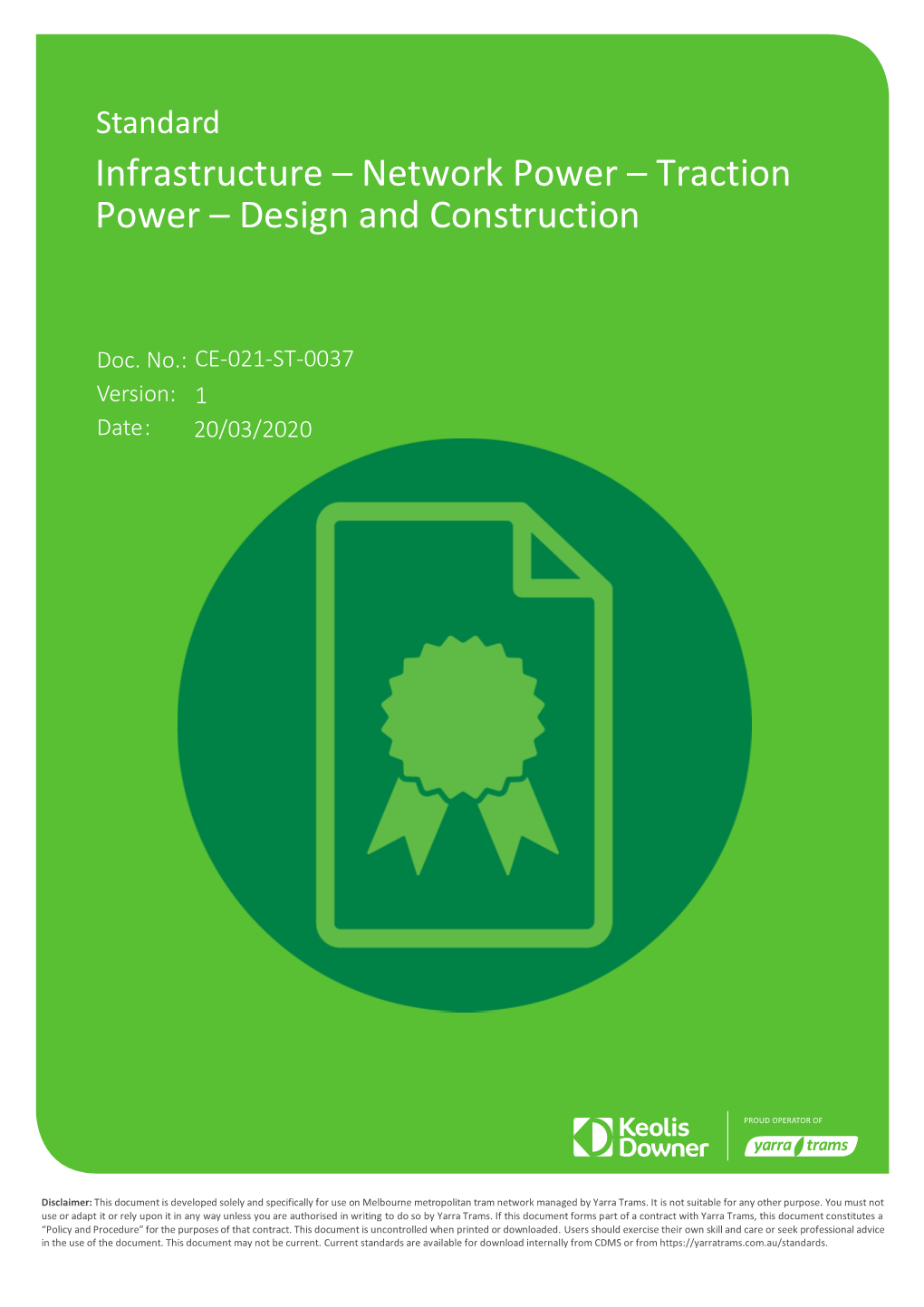 Infrastructure – Network Power – Traction Power – Design and Construction
