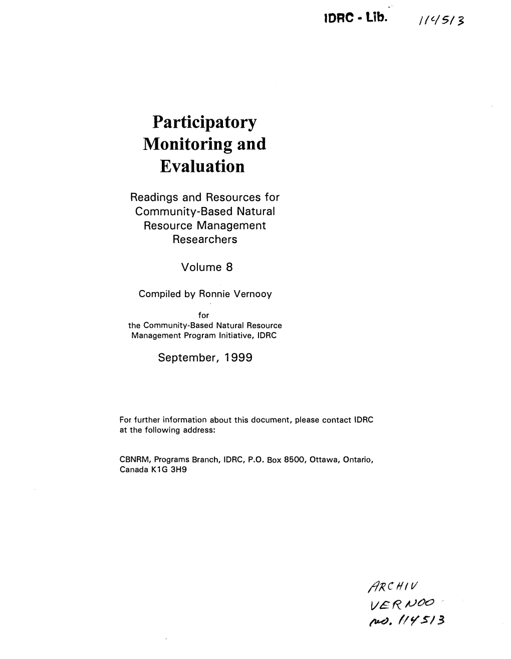 Participatory Monitoring and Evaluation