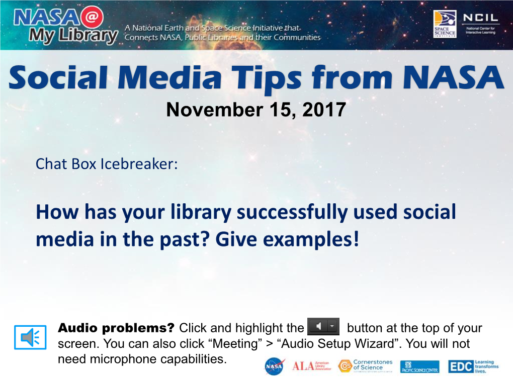 Social Media Tips from NASA November 15, 2017