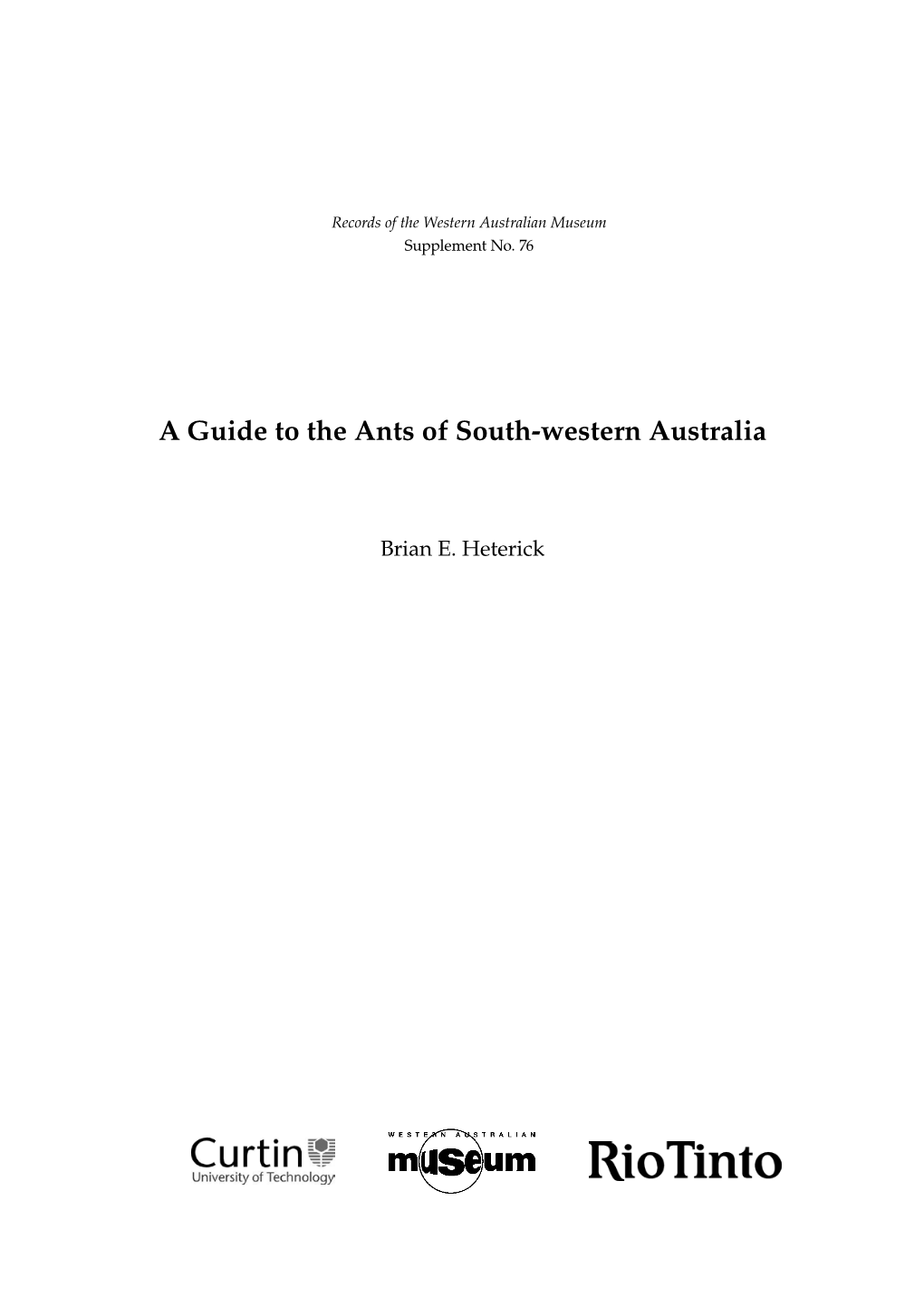 A Guide to the Ants of South-Western Australia
