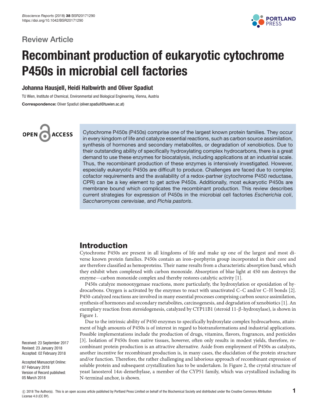 Recombinant Production of Eukaryotic Cytochrome P450s in Microbial Cell Factories