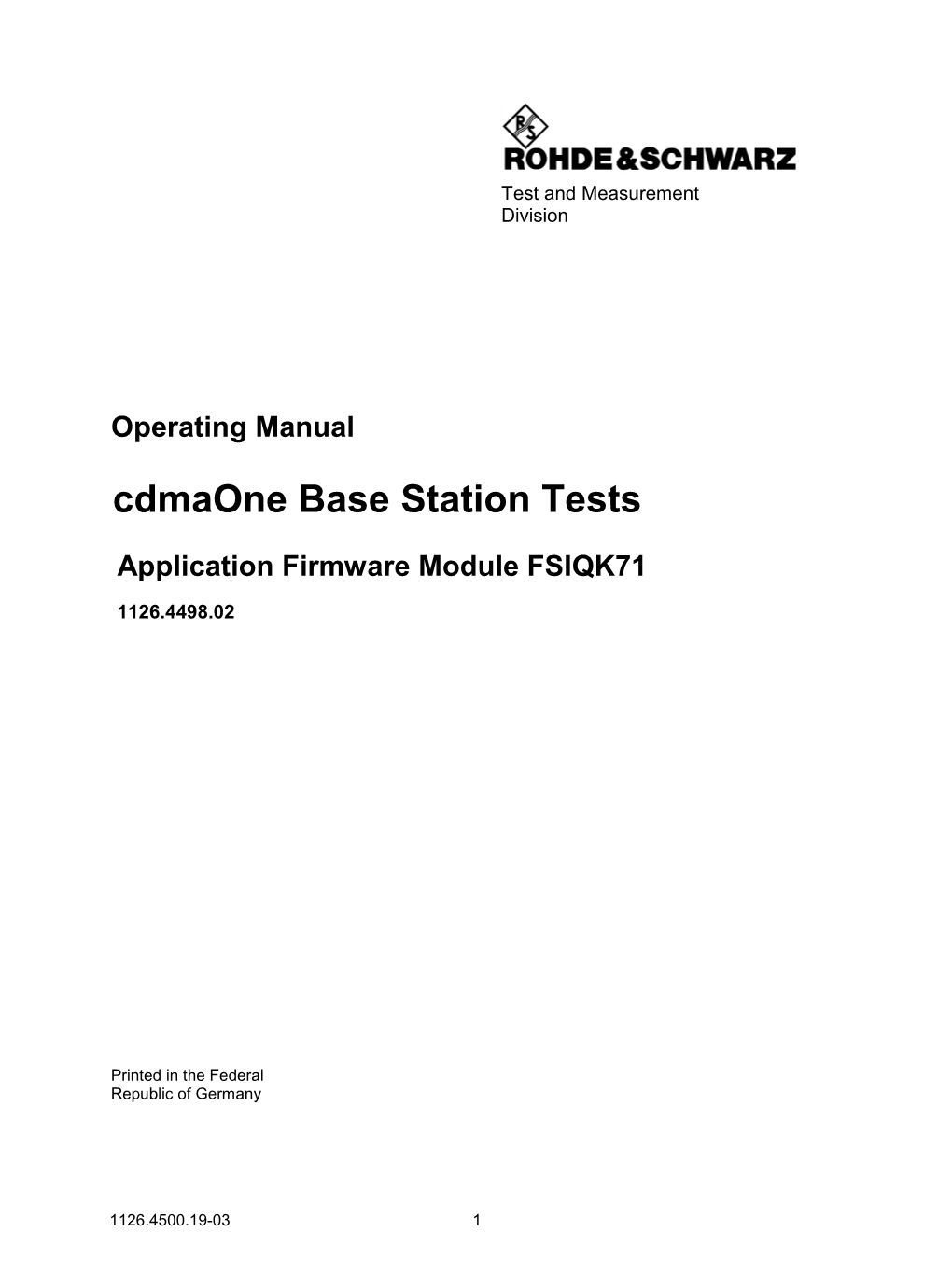 Cdmaone Base Station Tests