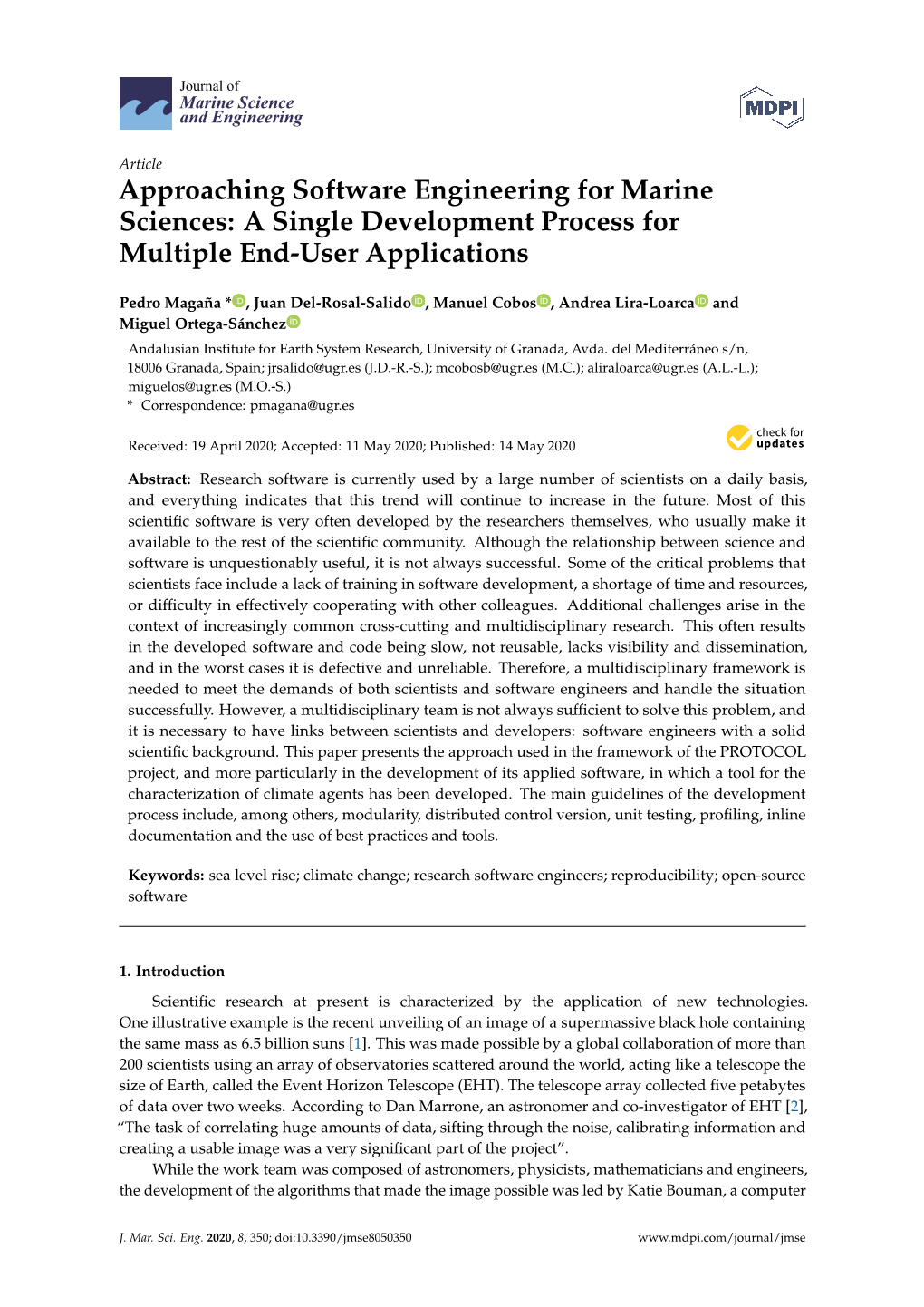 Approaching Software Engineering for Marine Sciences: a Single Development Process for Multiple End-User Applications