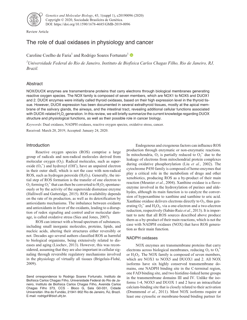 The Role of Dual Oxidases in Physiology and Cancer