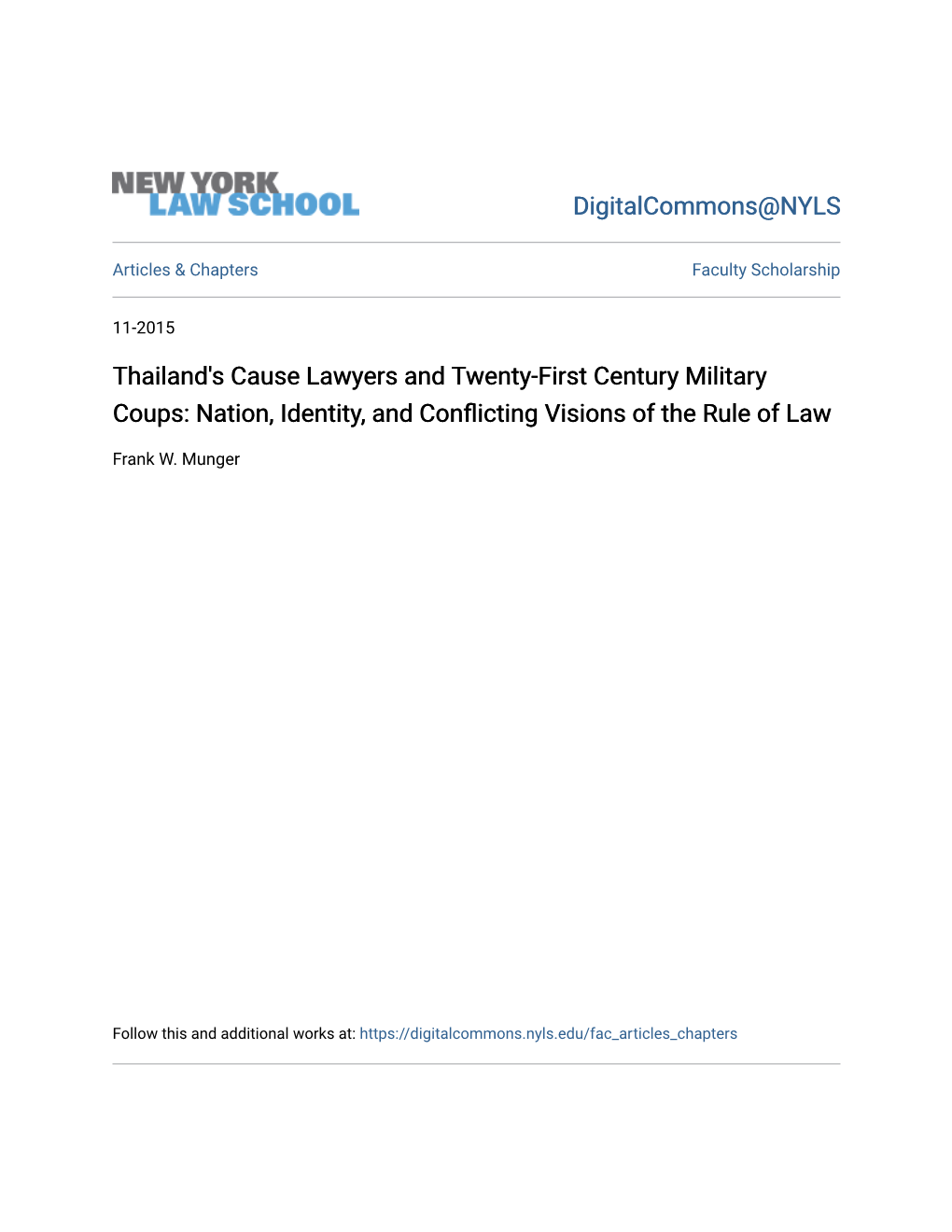 Thailand's Cause Lawyers and Twenty-First Century Military Coups: Nation, Identity, and Conflicting Visions of the Rule of Law