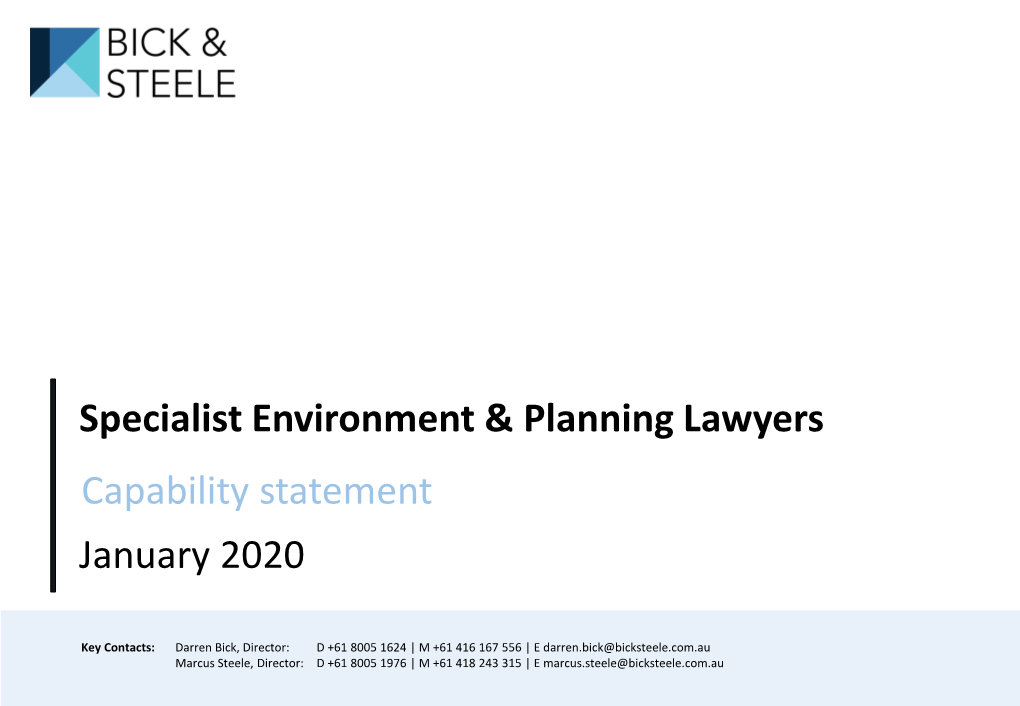 Specialist Environment & Planning Lawyers Capability Statement